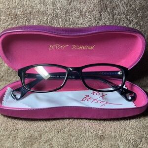 NWT-Betsey Johnson-Betsey O'Hare BJ0121-Raven Tortoise Frames & Case 51-16-135mm